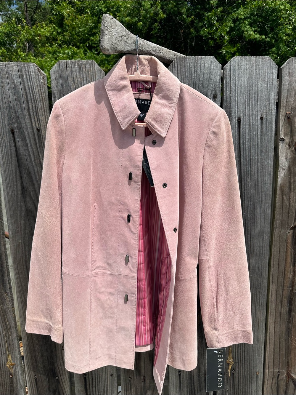 NWT Bernardo Light Pink Genuine Suede Short Trench Coat